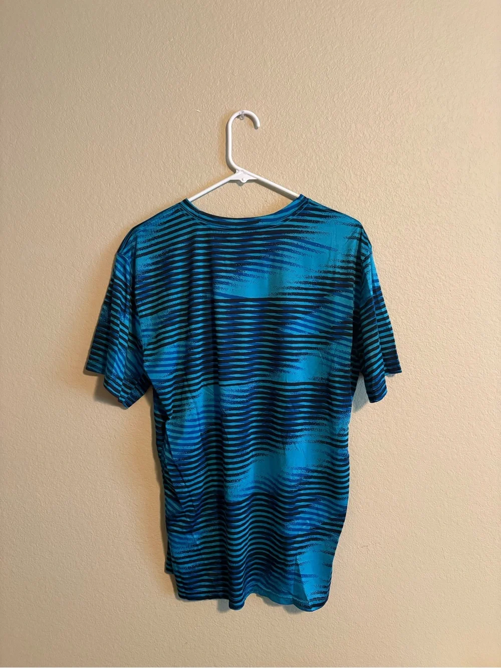 Nike Blue and Black Striped Performance Tee